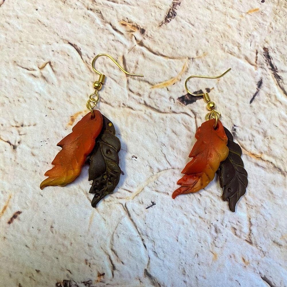 Feuille Ambrée — boucles d’oreilles fait main à Clermont-Ferrand
