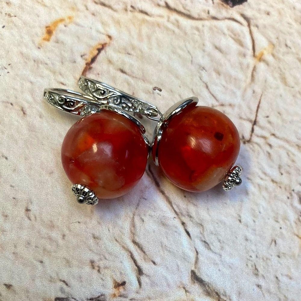 Cornaline Argentée — boucles d’oreilles fait main à Clermont-Ferrand