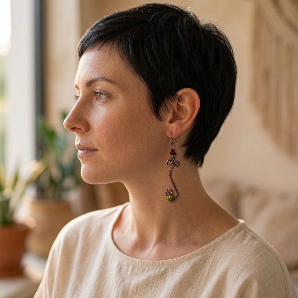 Goutte  d'Eau Pure porté — Boucles d'oreilles fait main SoClô Atelier