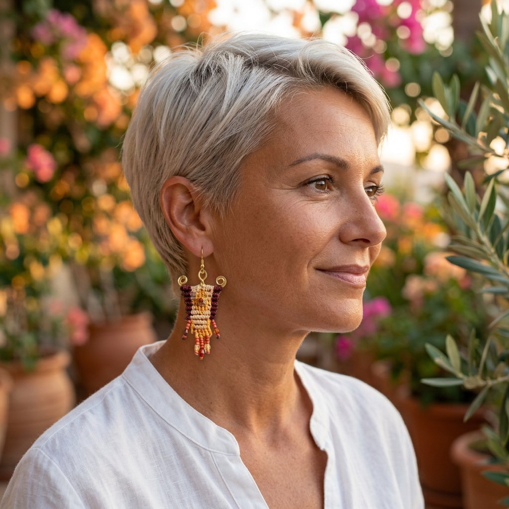 Sieste Dorée porté — Boucles d'oreilles fait main SoClô Atelier