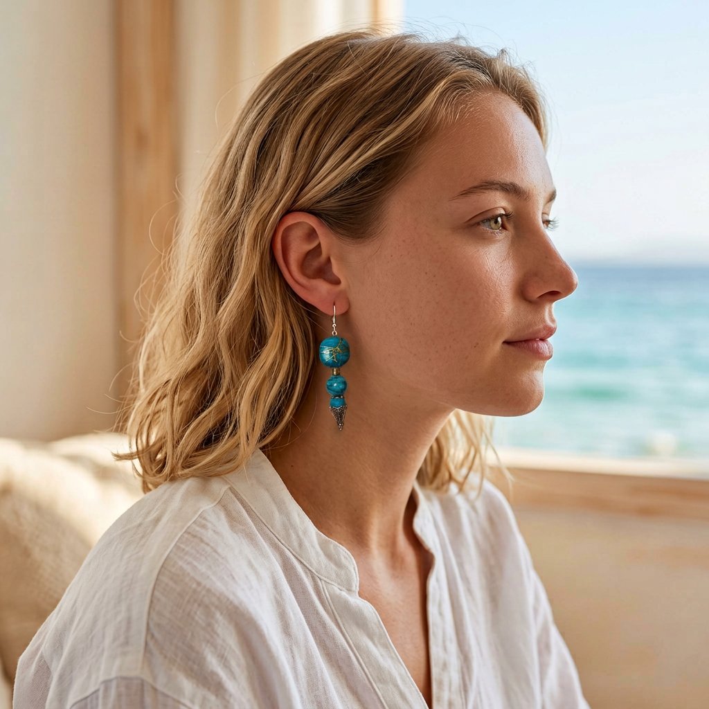 Marée Douce porté — Boucles d'oreilles fait main SoClô Atelier