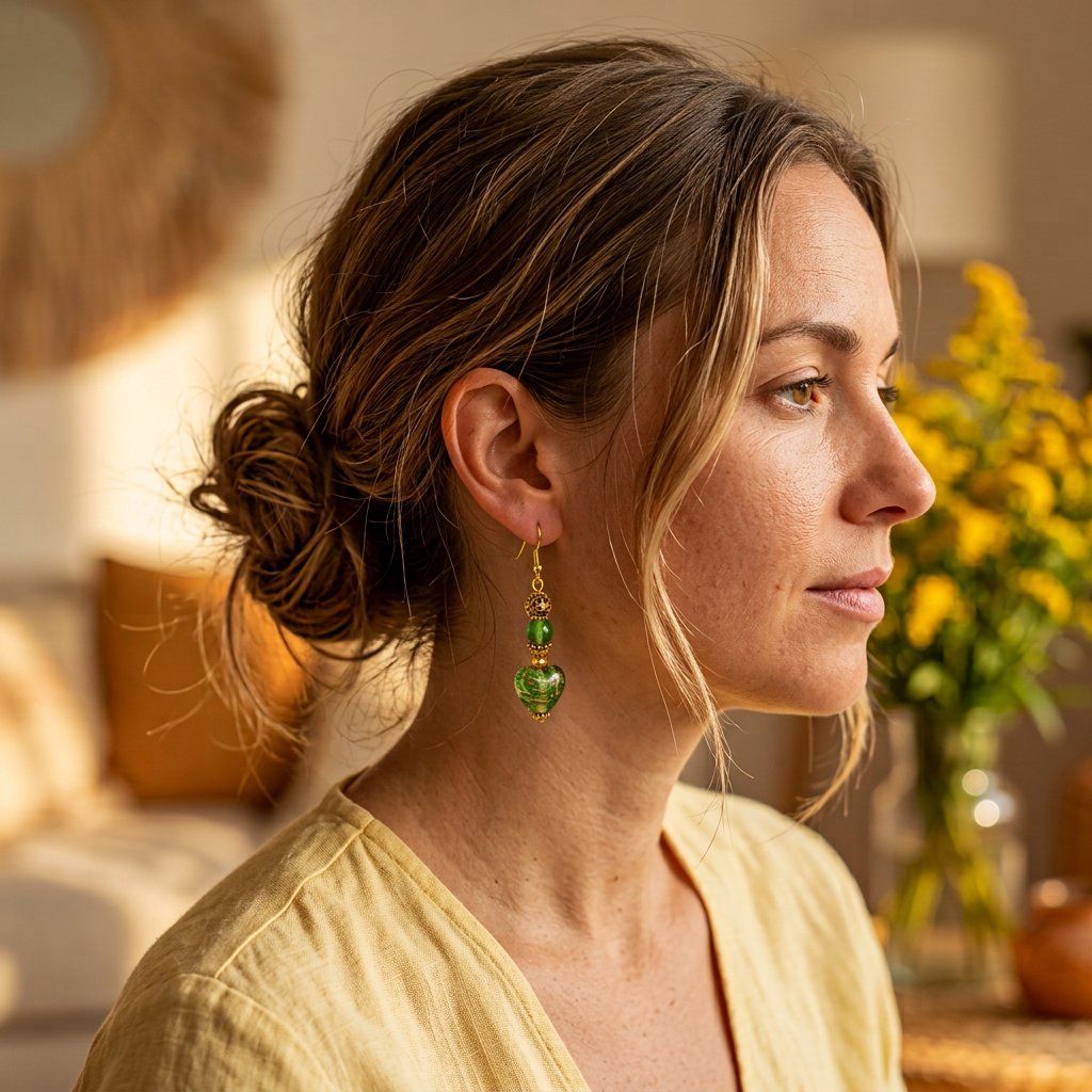 Verge d’Or porté — Boucles d'oreilles fait main SoClô Atelier
