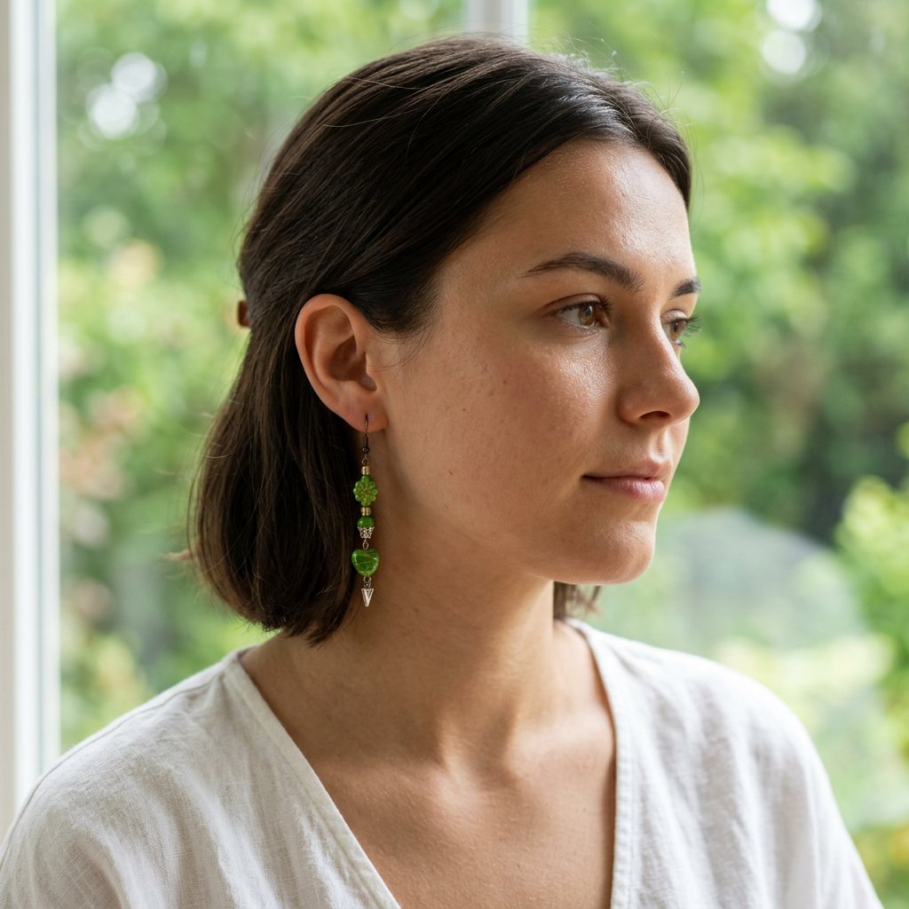 Chlorophylle porté — Boucles d'oreilles fait main SoClô Atelier