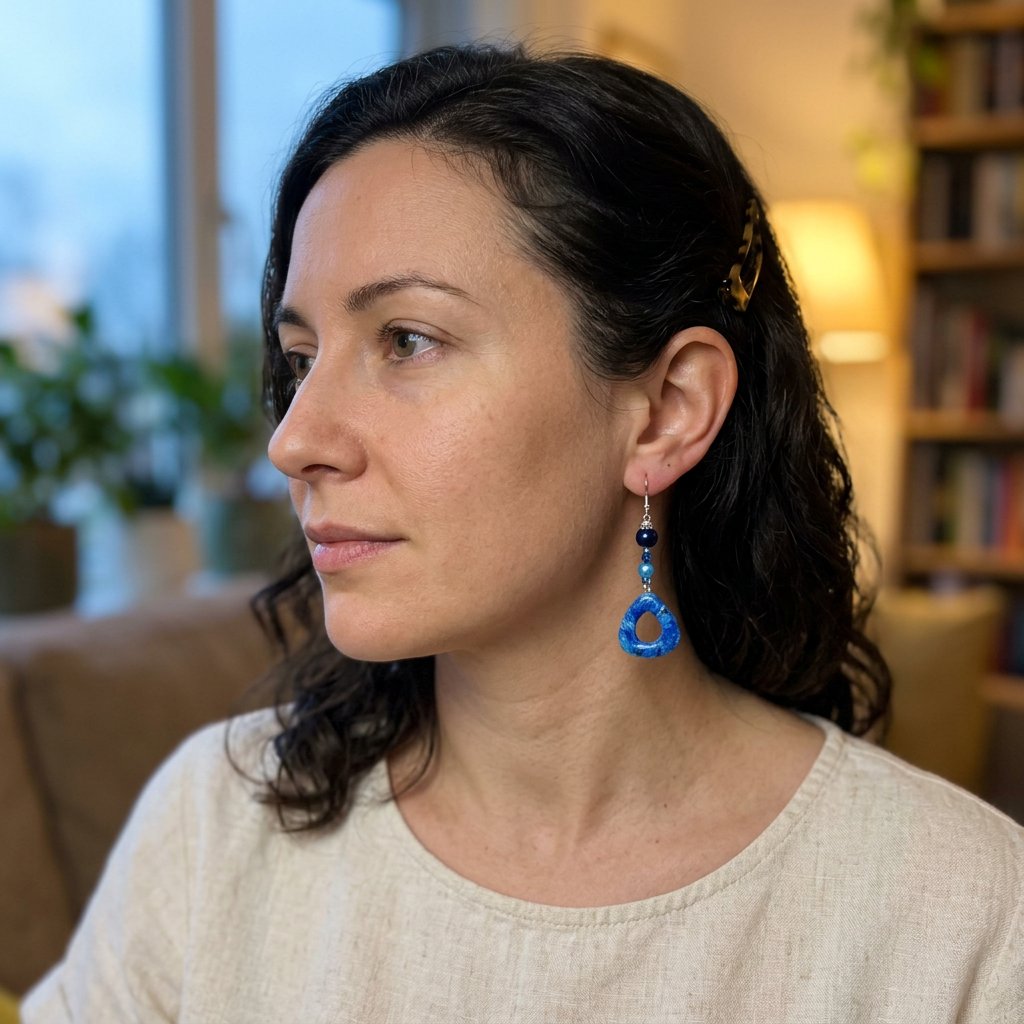 Rosée Vespérale porté — Boucles d'oreilles fait main SoClô Atelier