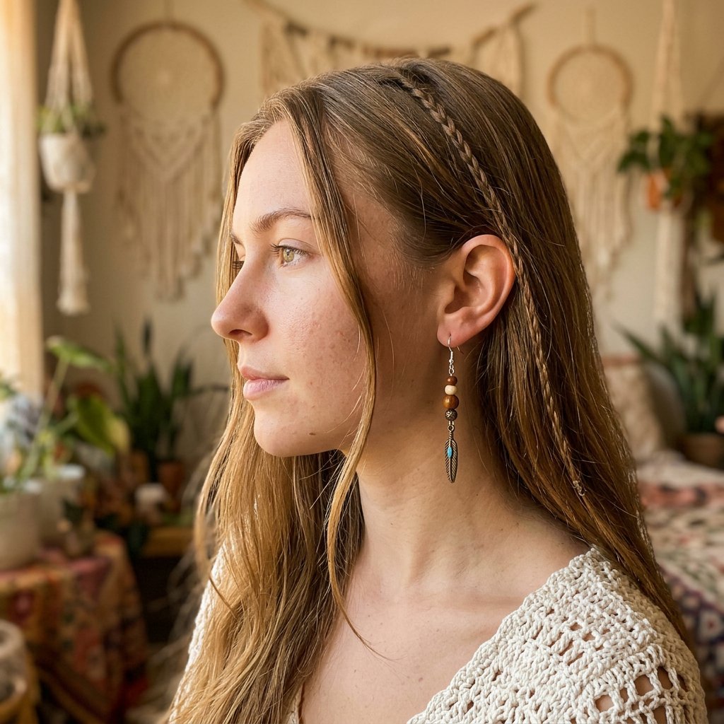 Songe d’Opale porté — Boucles d'oreilles fait main SoClô Atelier