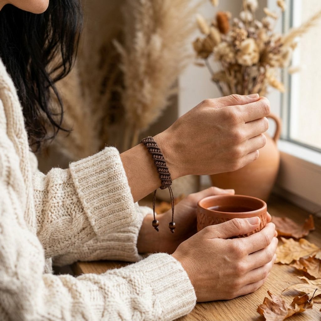 Guirlande brune porté — Bracelets fait main SoClô Atelier