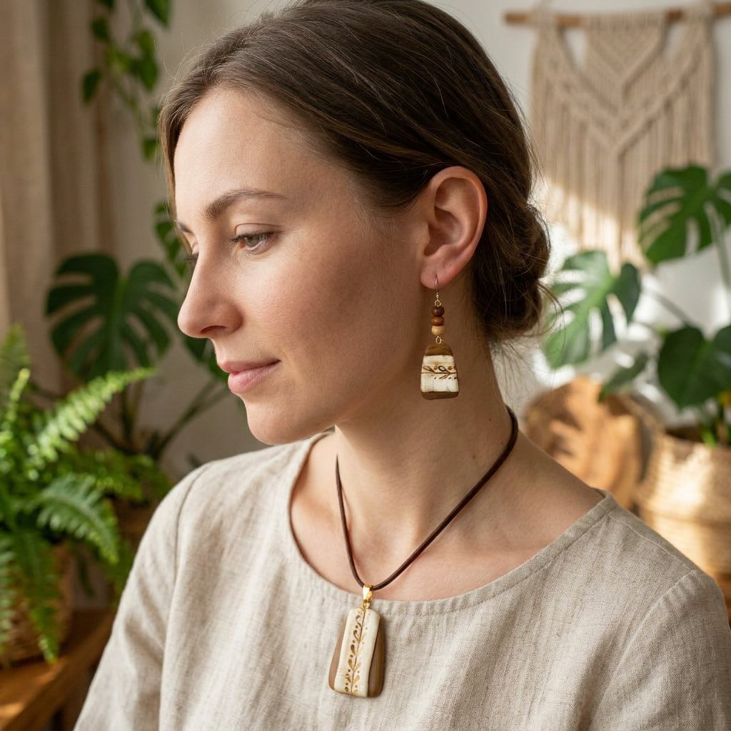Ivory Wood porté — Colliers & Pendentifs fait main SoClô Atelier