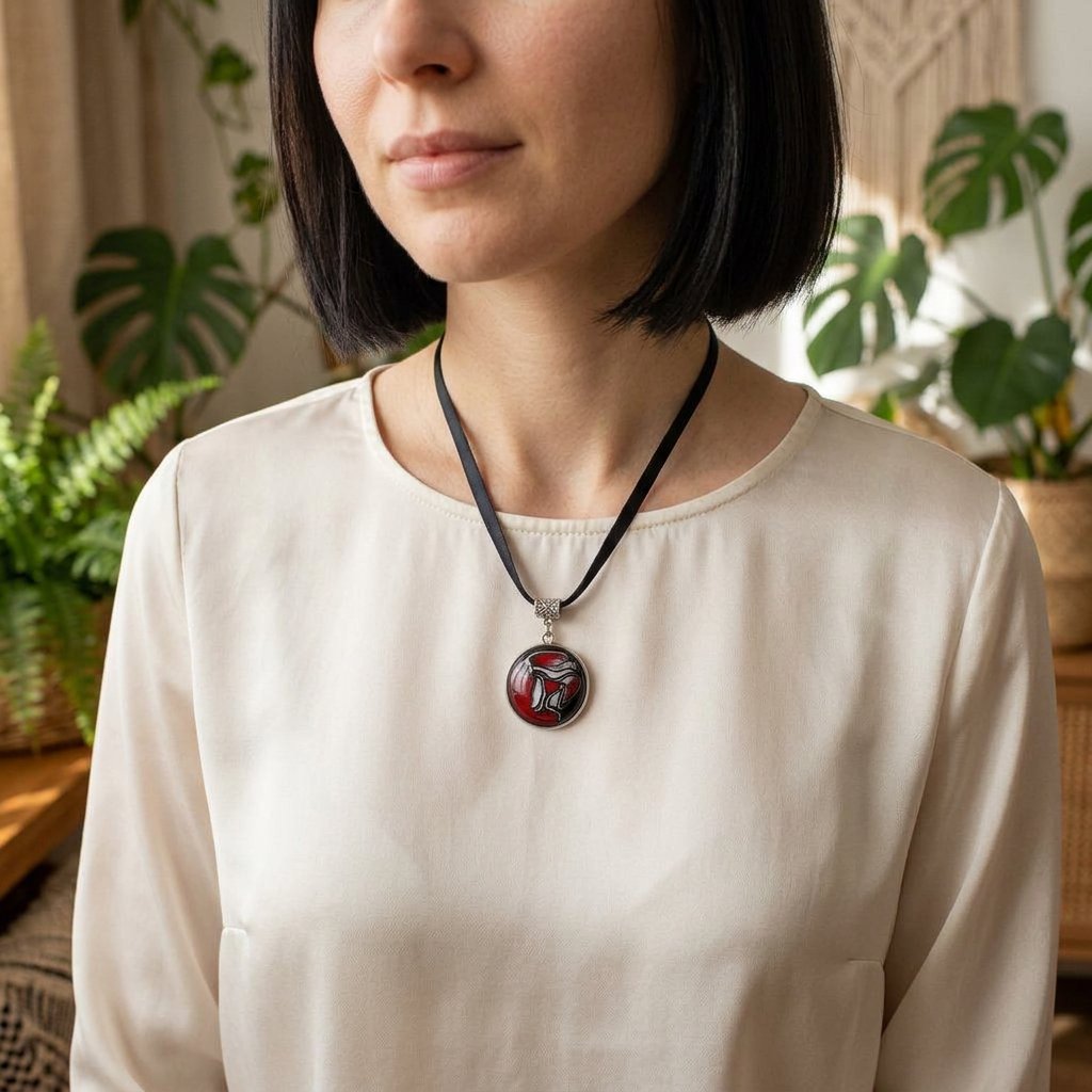 Cerise Noire porté — Colliers & Pendentifs fait main SoClô Atelier