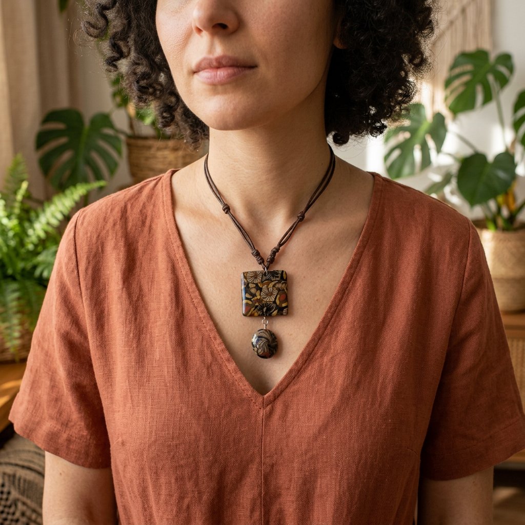 Terre Brûlée porté — Colliers & Pendentifs fait main SoClô Atelier