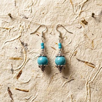 Turquoise Ethnique — boucles d’oreilles fait main à Clermont-Ferrand